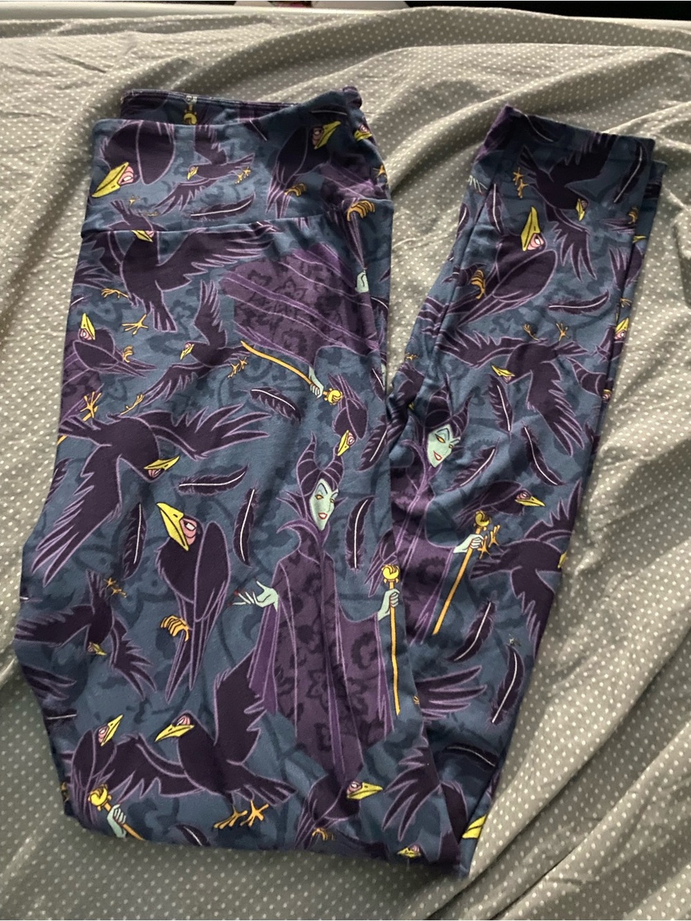 LuLaRoe Purple, Navy & Yellow Villain Raven Legging